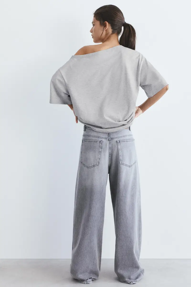 Maglietta Asimmetrica A Maniche Corte Grigio vigoré miniatura 2