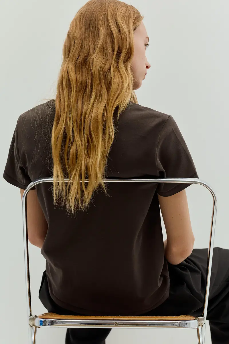 Maglietta Basic Maniche Corte Marrone miniatura 2