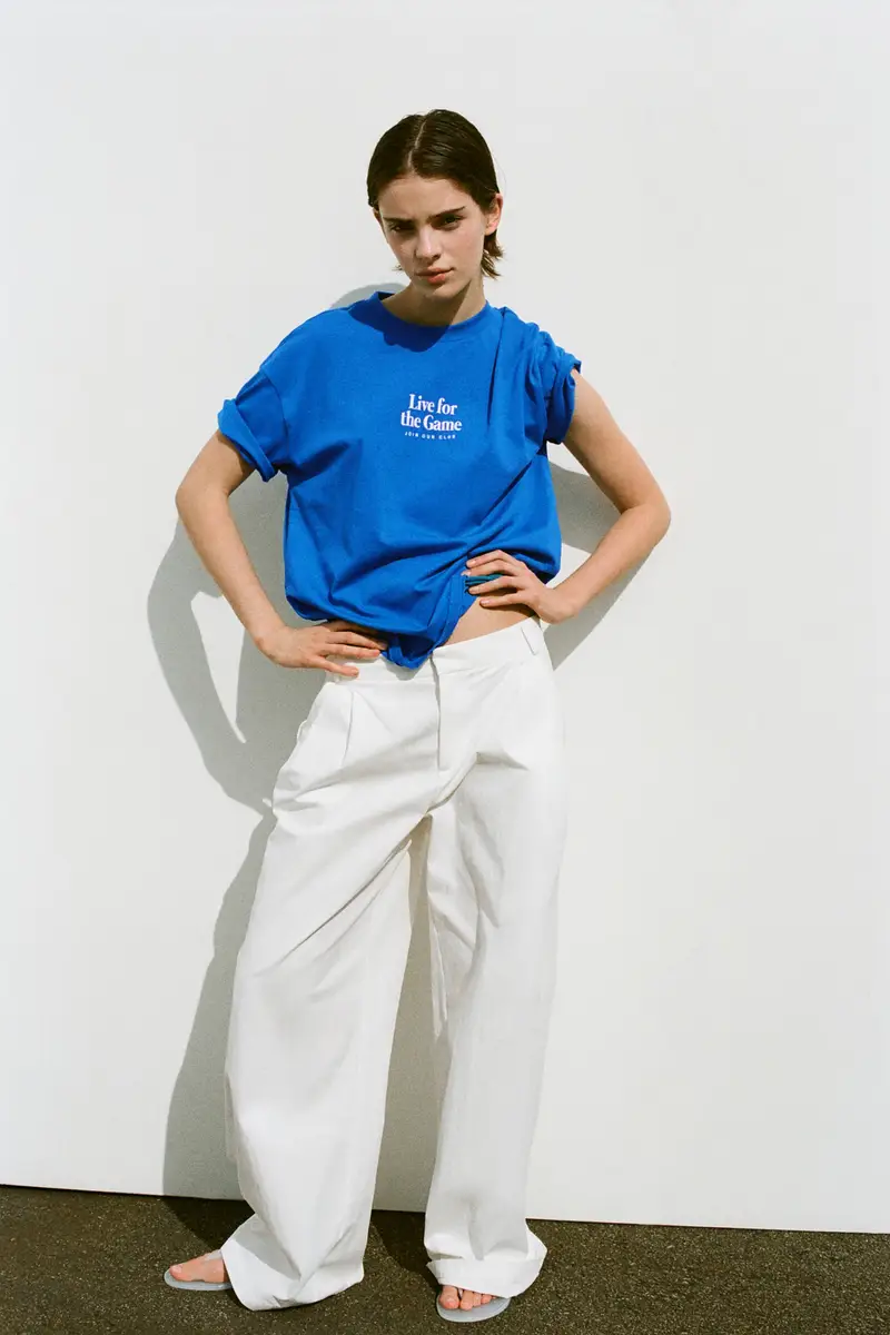 Maglietta Blu Con Scritta Azzurro profondo miniatura 2