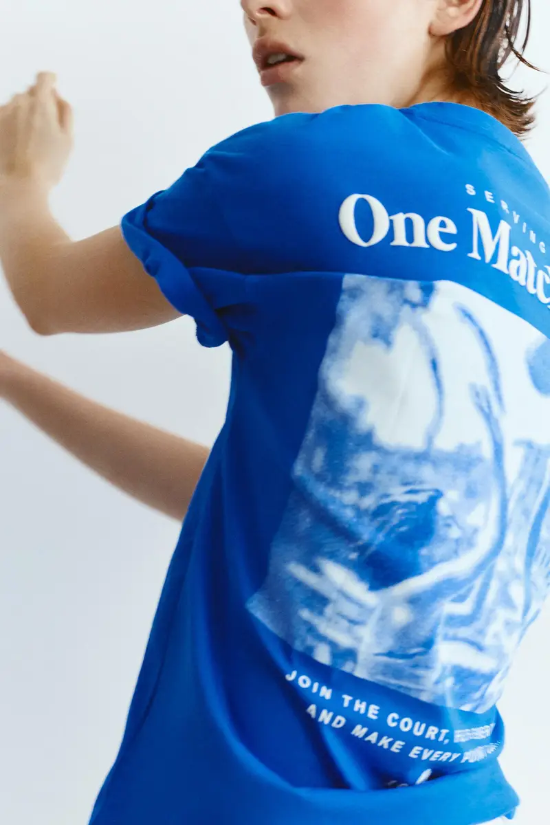 Maglietta Blu Con Scritta Azzurro profondo