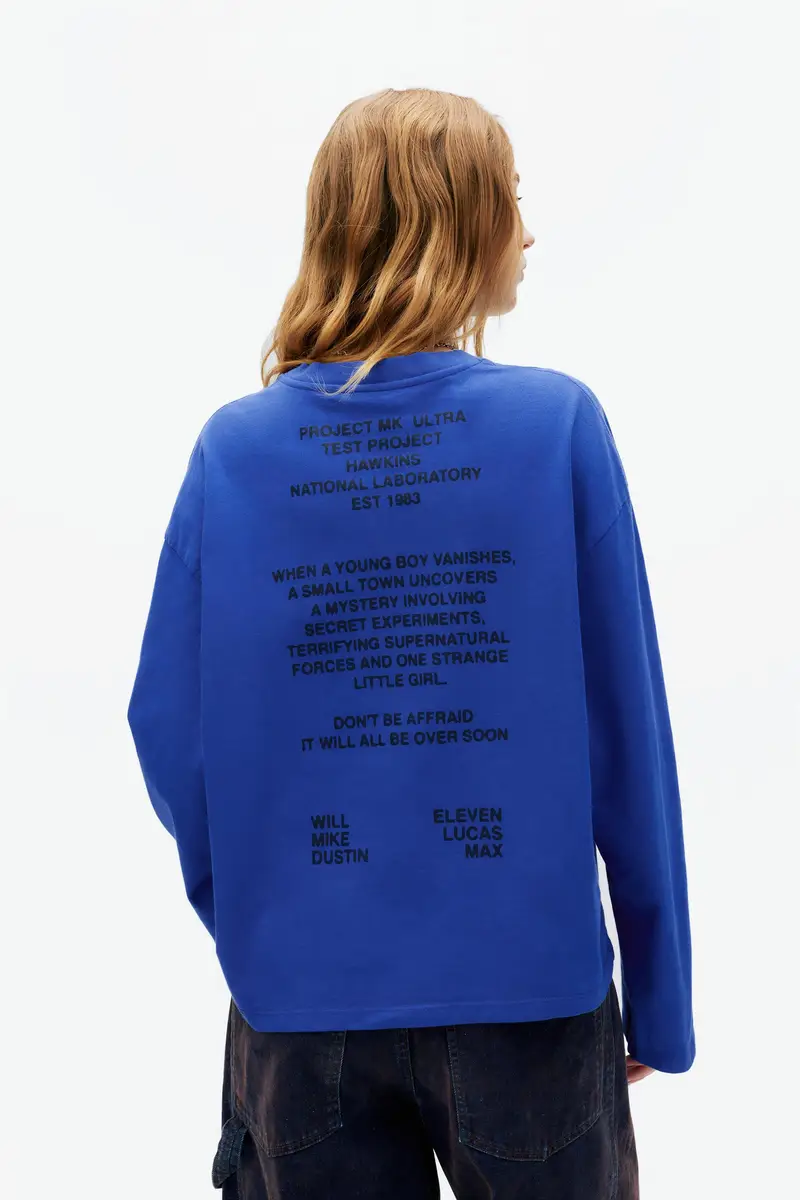 Maglietta Blu Stranger Things Azzurro lavato miniatura 2