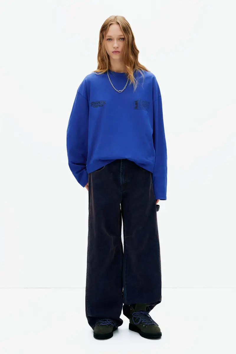 Maglietta Blu Stranger Things Azzurro lavato