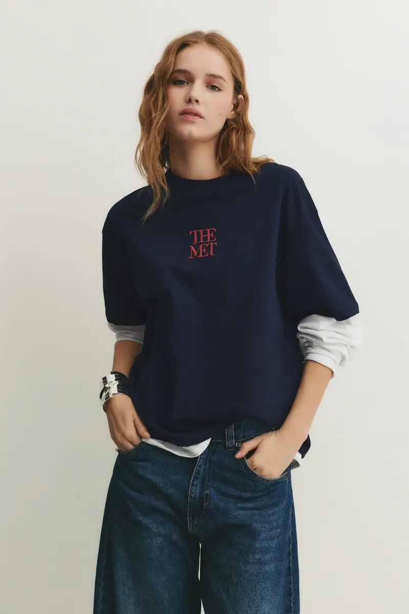 Maglietta Blu The Met Blu marino miniatura 2