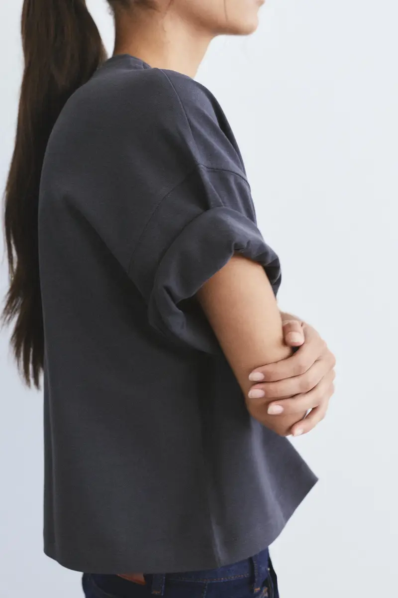 Maglietta Boxy A Maniche Corte Grigio antracite miniatura 3