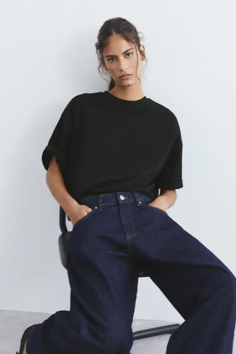 Maglietta Boxy A Maniche Corte Nero