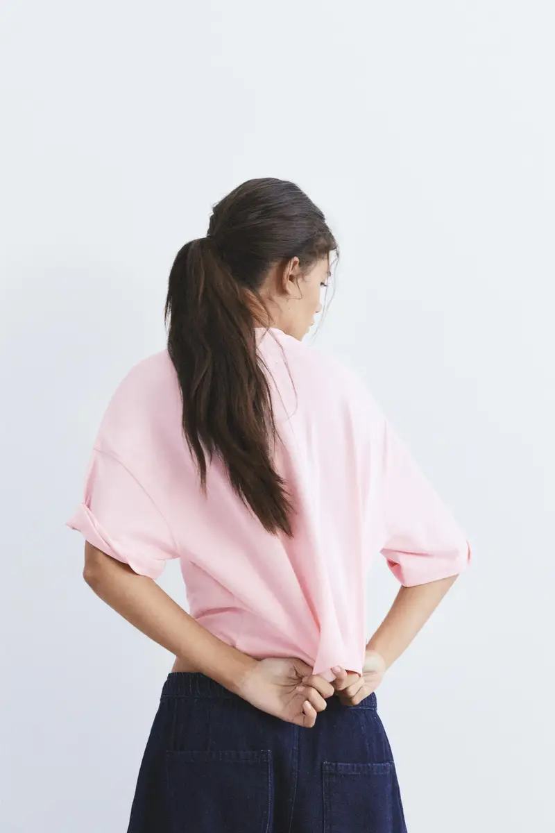 Maglietta Boxy A Maniche Corte Rosa chiaro miniatura 2