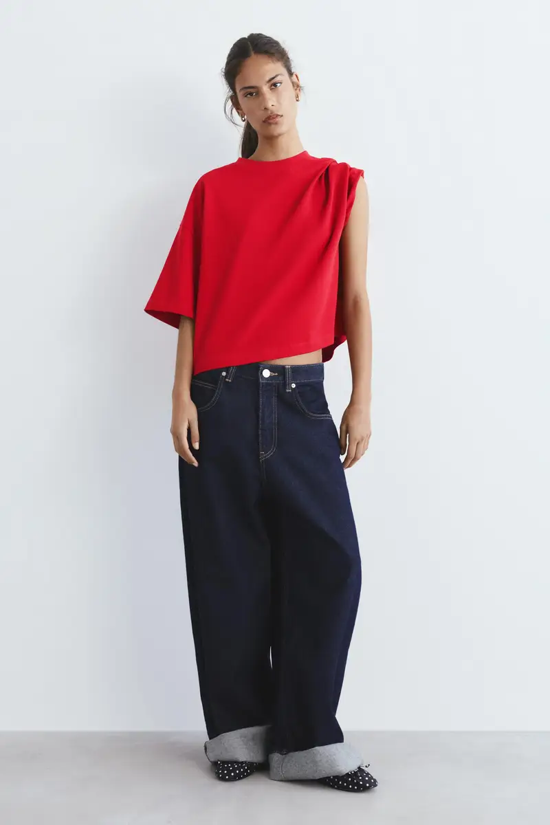 Maglietta Boxy A Maniche Corte Rosso