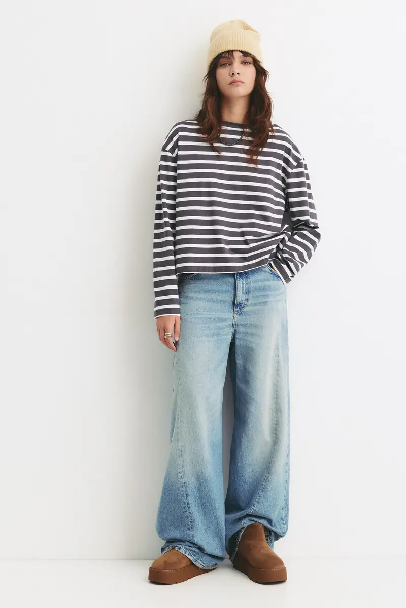 Maglietta Boxy Maniche Lunghe A righe