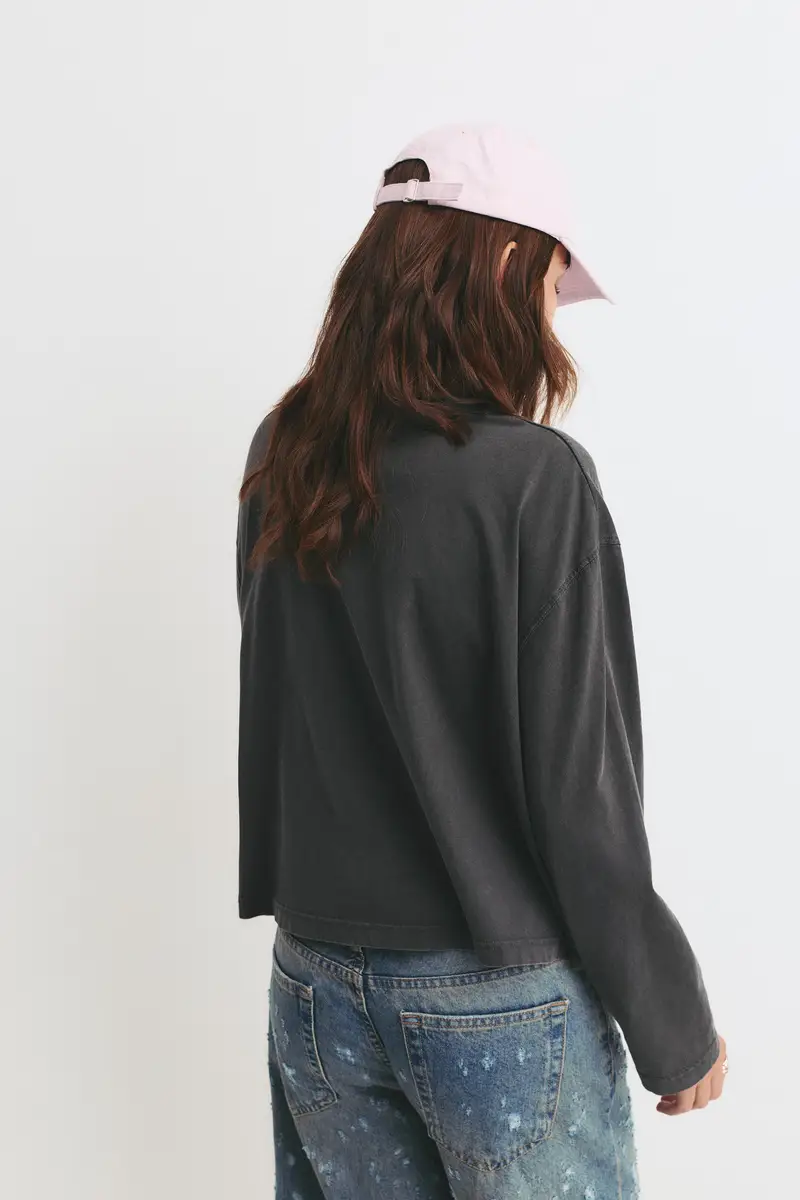 Maglietta Boxy Maniche Lunghe Grigio miniatura 2