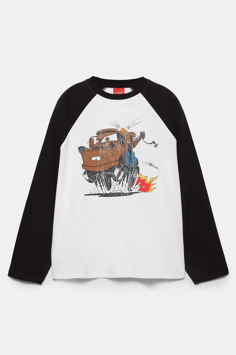 Maglietta Cars Manica Raglan Bianco rotto