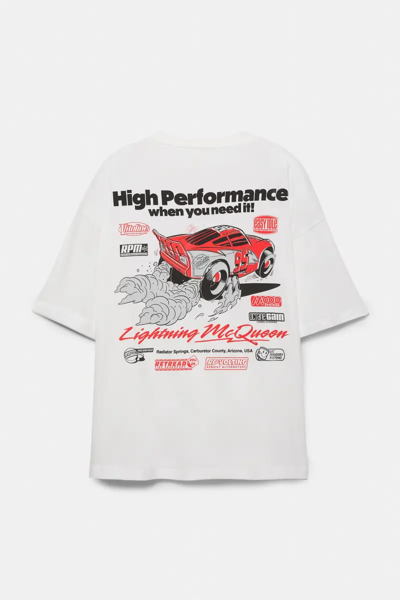 Maglietta Cars Saetta Mcqueen Bianco