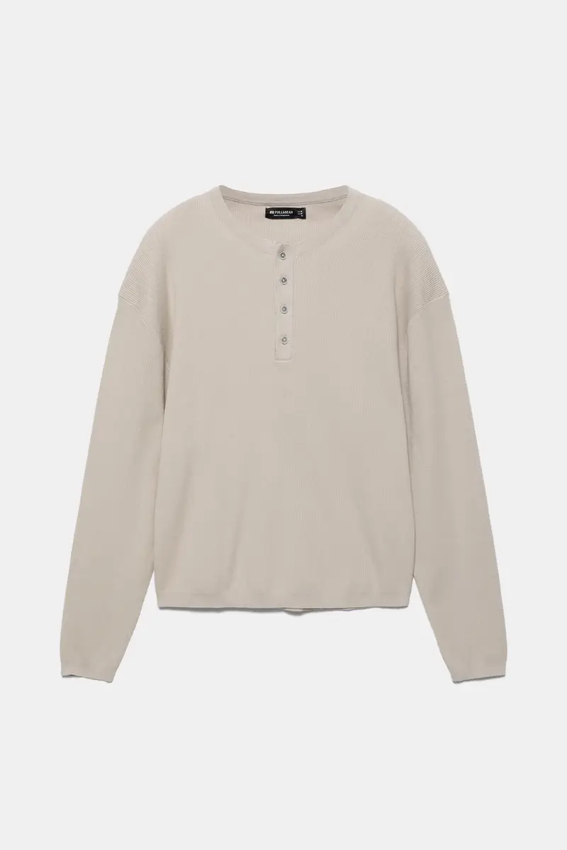 Maglietta Collo A Serafino Bottoni Sabbia