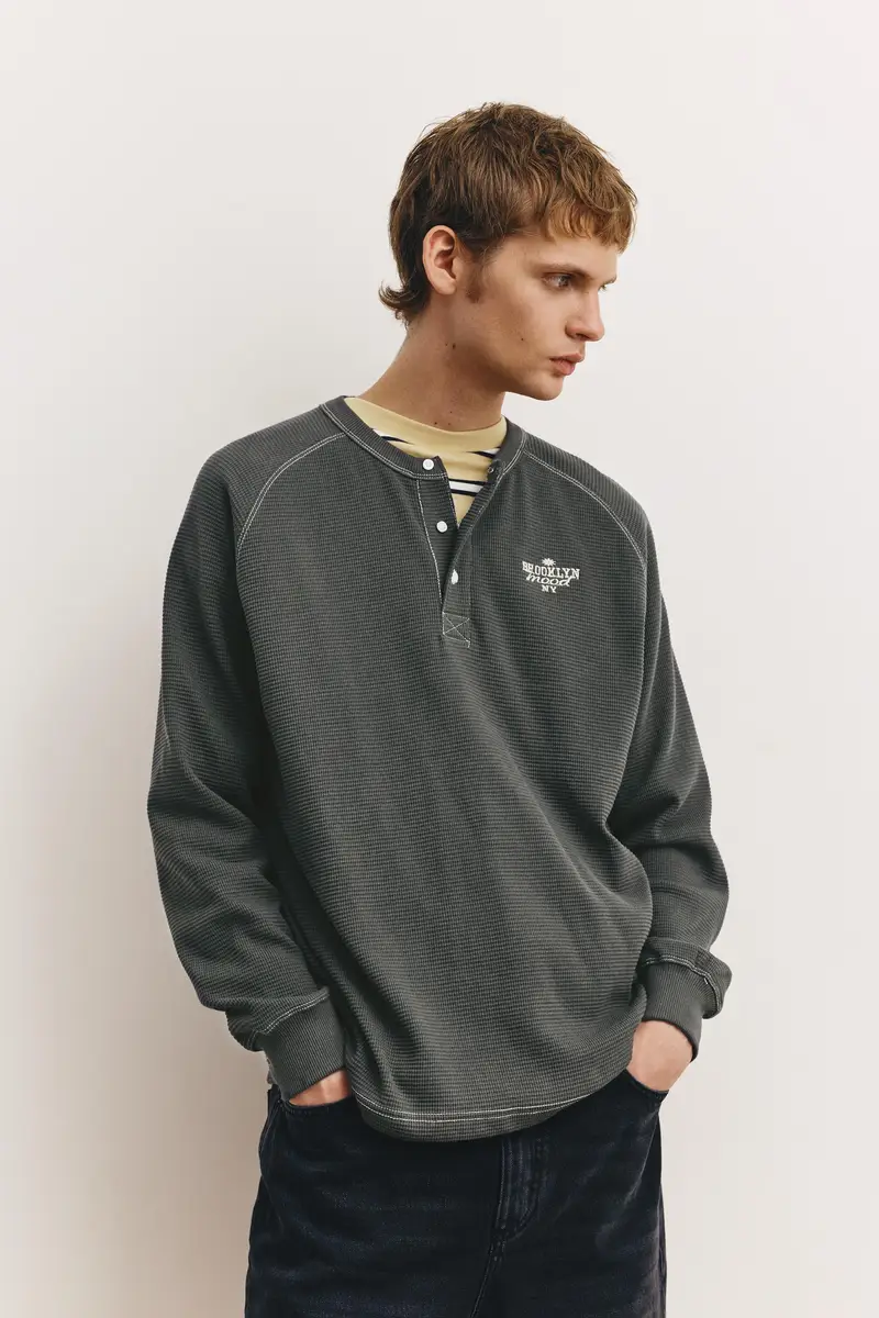 Maglietta Con Collo A Serafino Grigio antracite