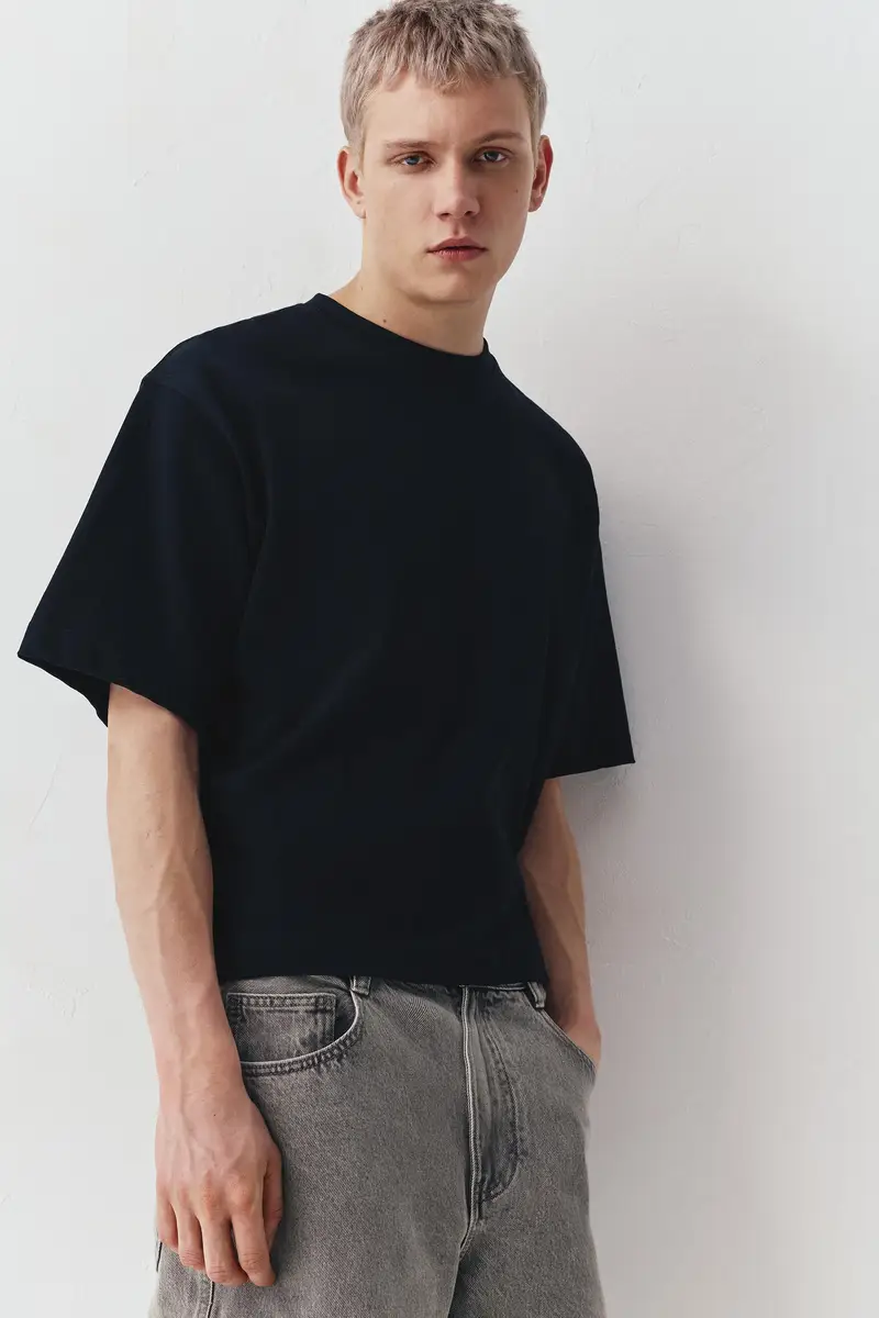 Maglietta Cropped Maniche Corte Nero