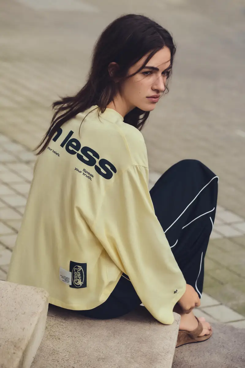 Maglietta Gialla A Maniche Lunghe Giallo pastello