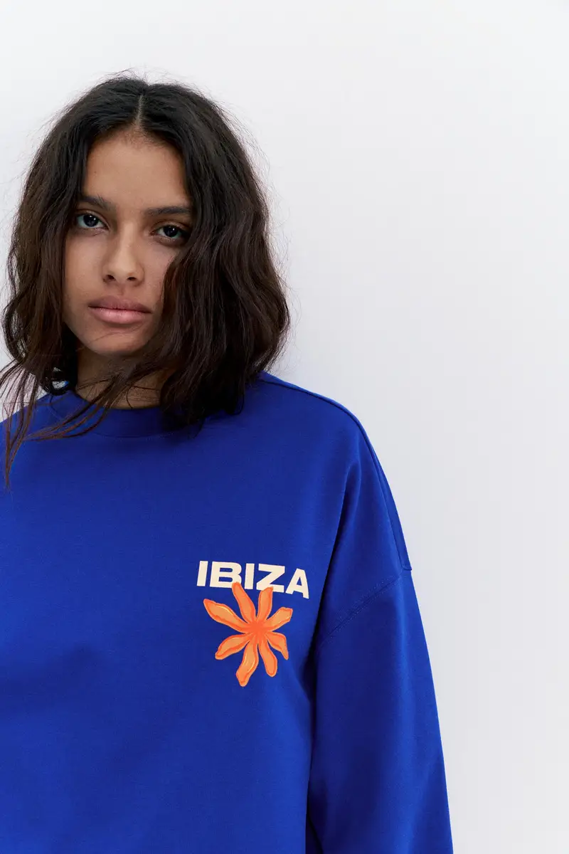 Maglietta Ibiza A Maniche Lunghe Azzurro oscuro miniatura 3