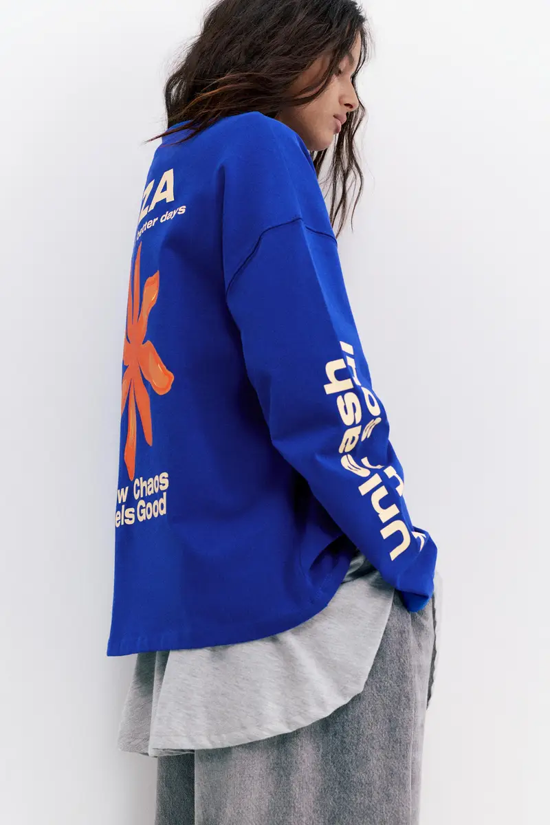 Maglietta Ibiza A Maniche Lunghe Azzurro oscuro miniatura 2