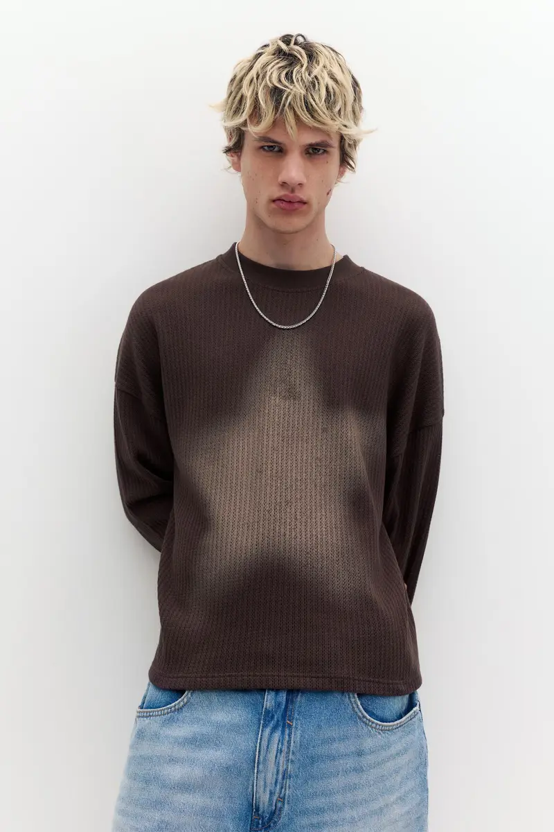 Maglietta In Maglia Con Stella Marrone oscuro miniatura 2