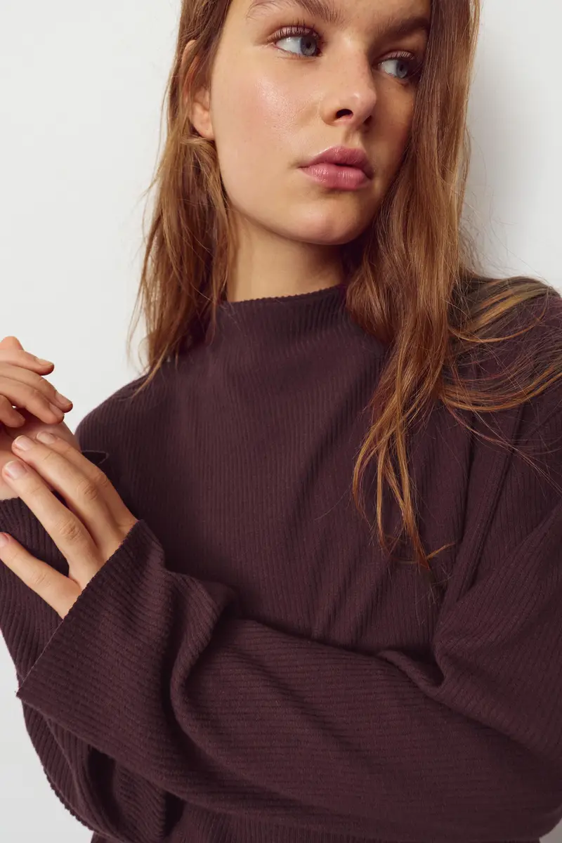 Maglietta In Maglia Soft Burgundy miniatura 3