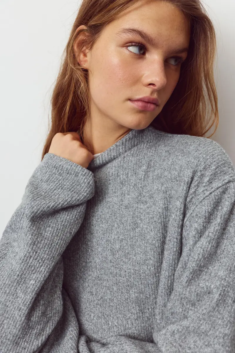 Maglietta In Maglia Soft Grigio miniatura 3