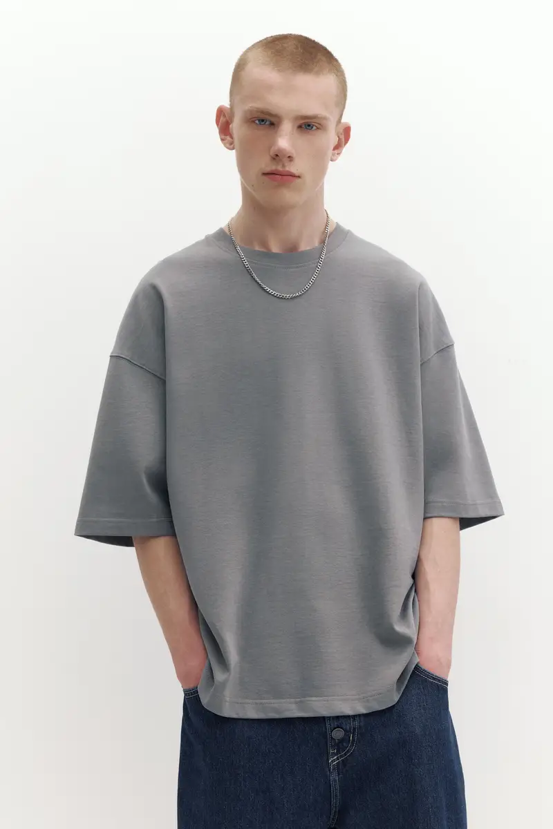 Maglietta Loose Fit Grigio miniatura 2