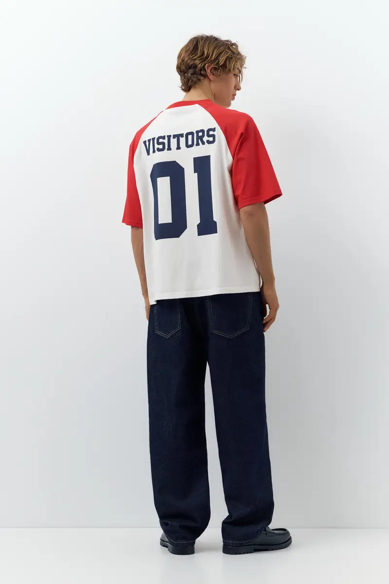 Maglietta Manica Raglan Visitors Rosso miniatura 2