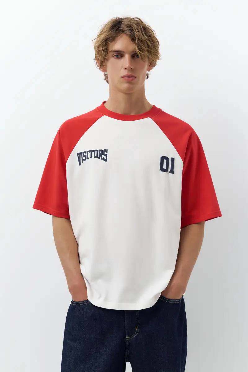 Maglietta Manica Raglan Visitors Rosso