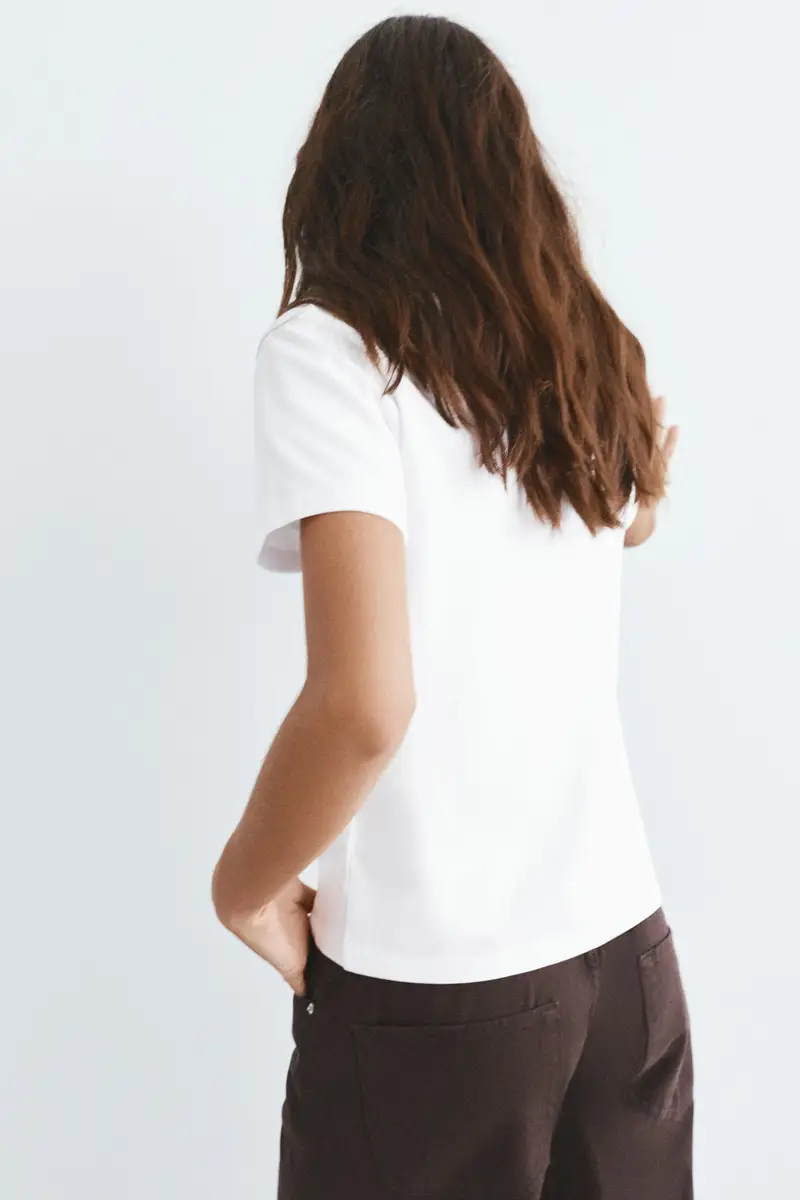 Maglietta Maniche Corte 100% Cotone Bianco miniatura 2