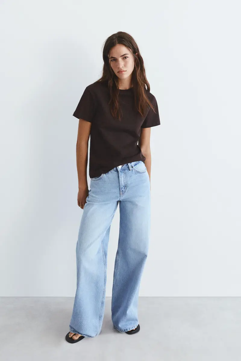 Maglietta Maniche Corte 100% Cotone Marrone miniatura 3