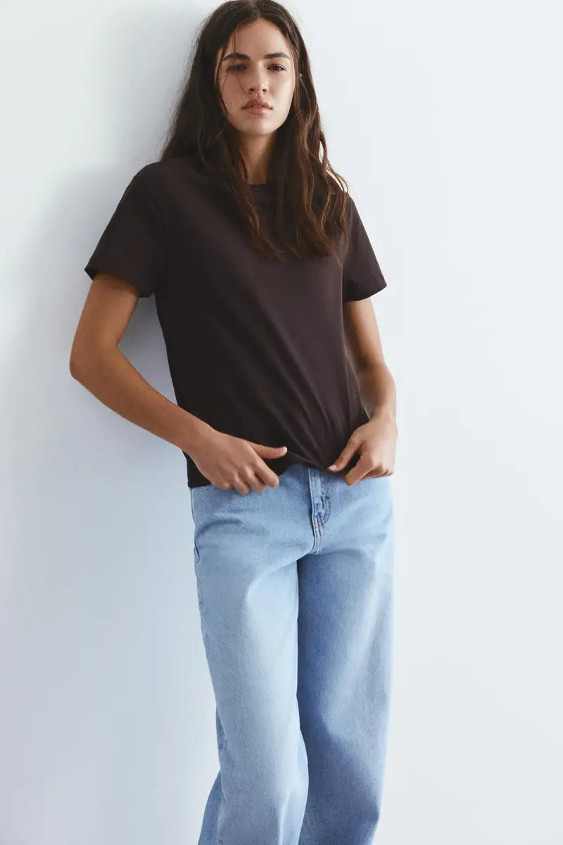 Maglietta Maniche Corte 100% Cotone Marrone