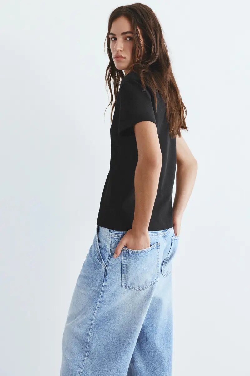 Maglietta Maniche Corte 100% Cotone Nero miniatura 2