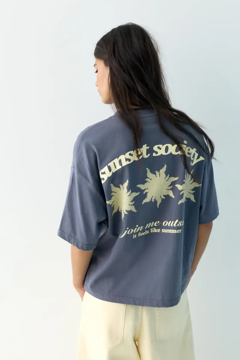 Maglietta Maniche Corte Con Grafica Grigio