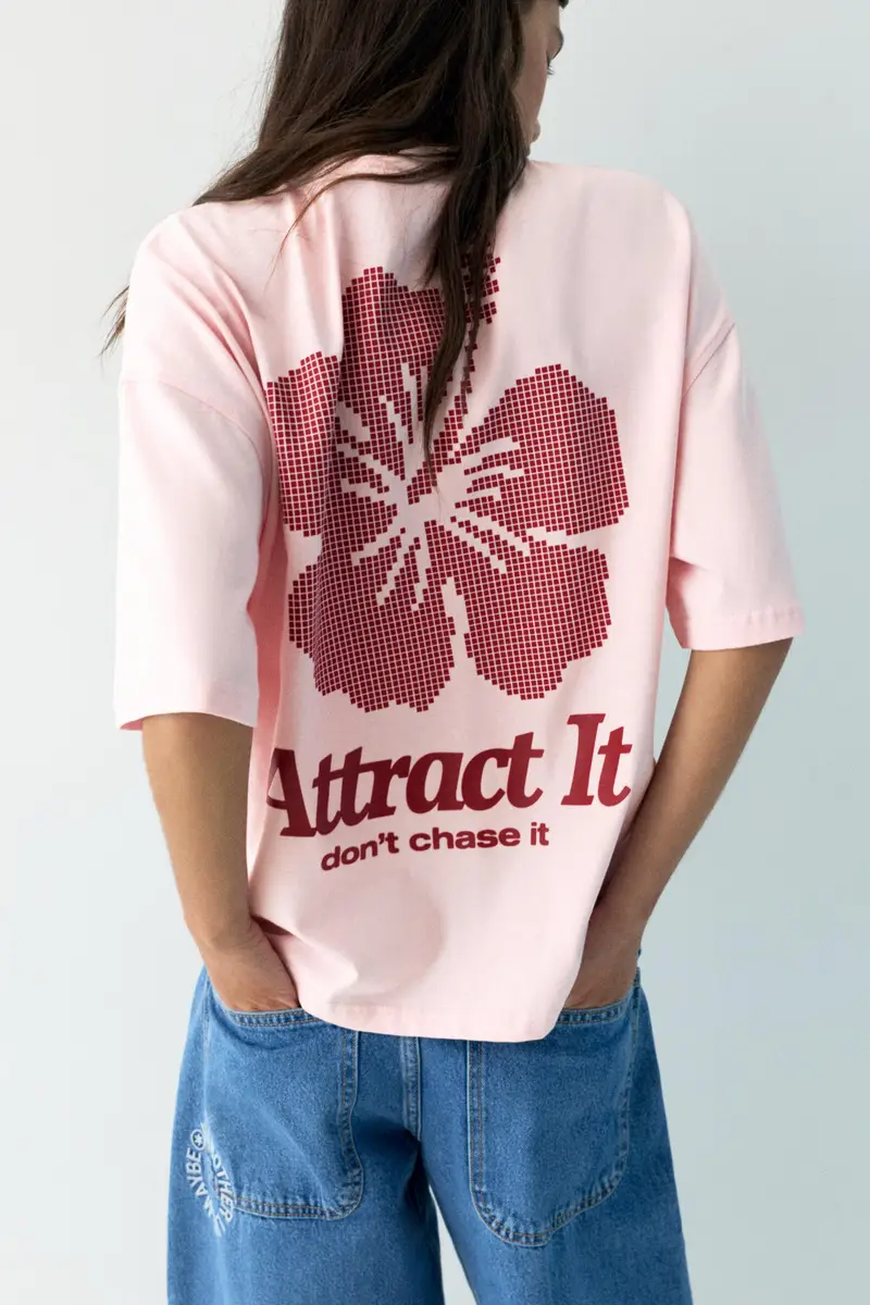 Maglietta Maniche Corte Grafica Rosa pastello