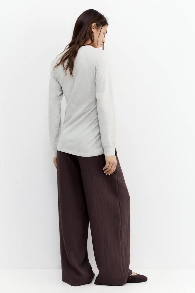 Maglietta Maniche Lunghe Arricciata Grigio vigoré miniatura 3