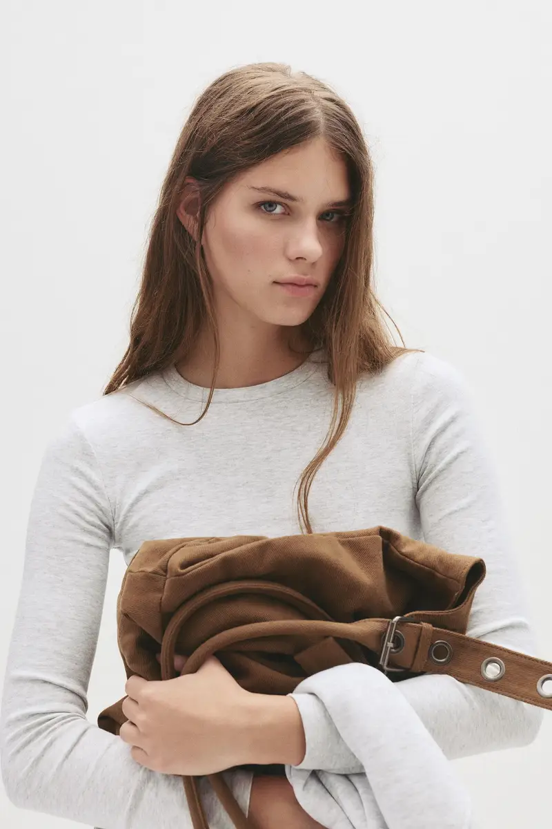 Maglietta Maniche Lunghe Collo Rotondo Grigio vigoré miniatura 3