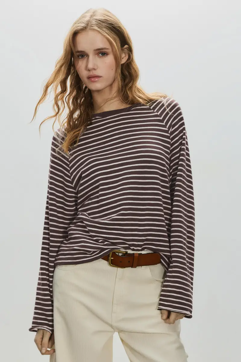 Maglietta Maniche Lunghe Raglan A righe