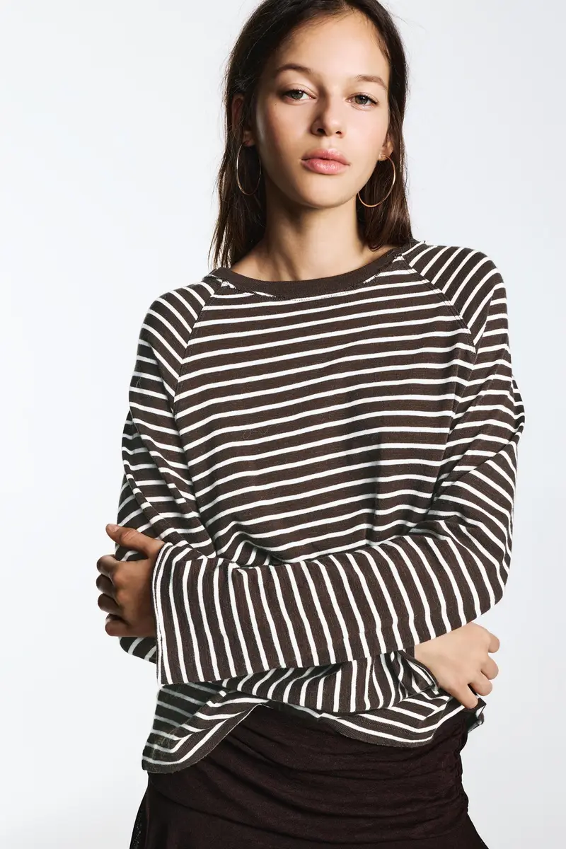 Maglietta Maniche Lunghe Raglan A righe miniatura 3