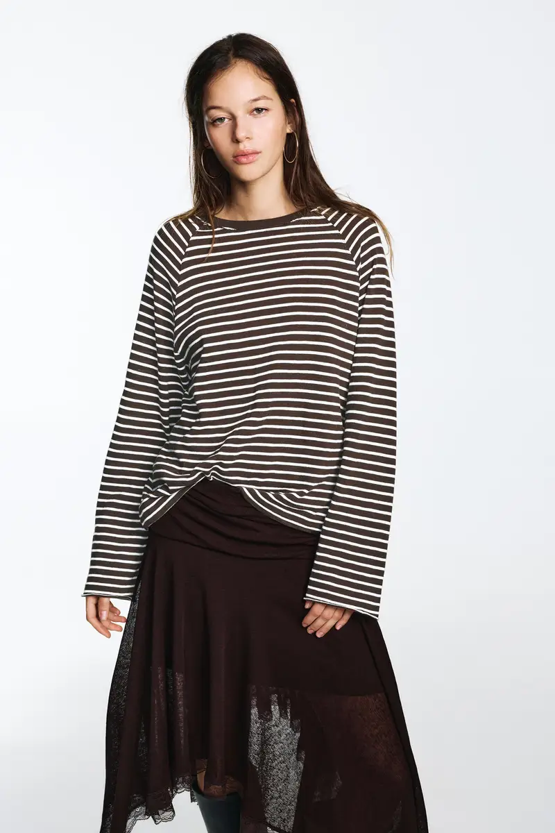Maglietta Maniche Lunghe Raglan A righe