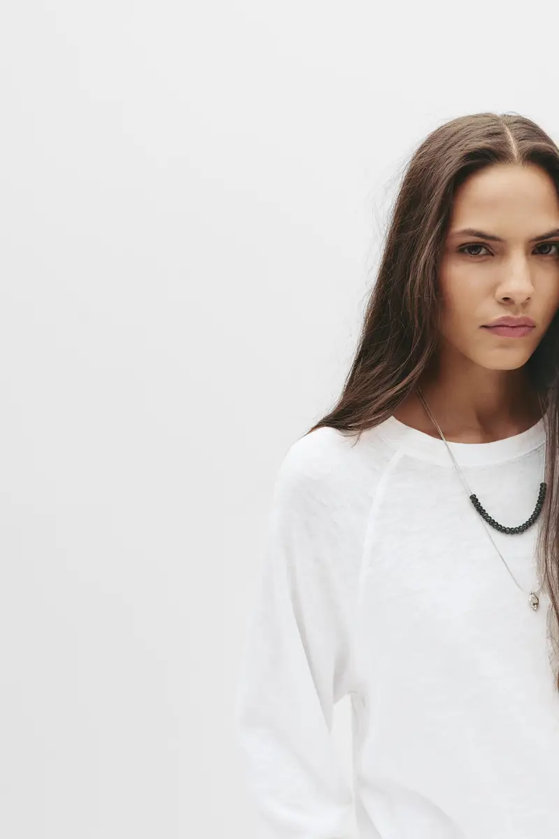 Maglietta Maniche Lunghe Raglan Bianco miniatura 3