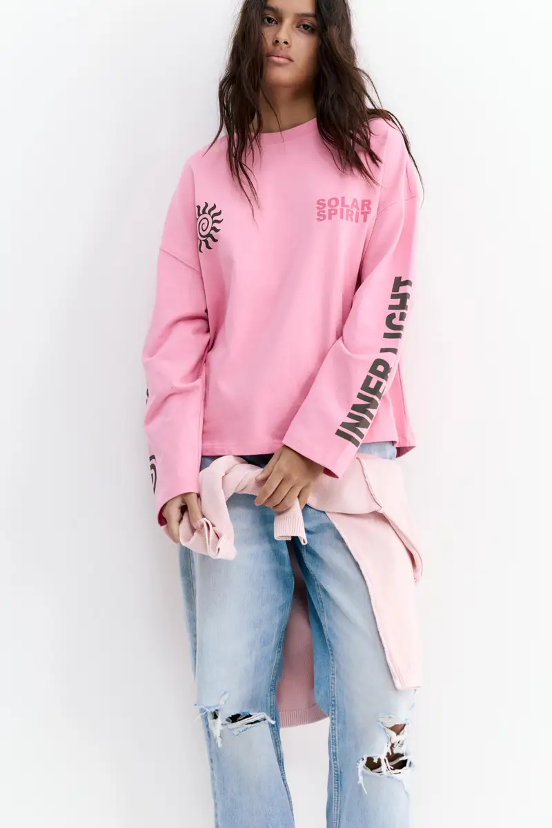 Maglietta Maniche Lunghe Sole Rosa miniatura 2