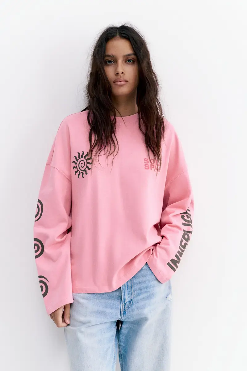 Maglietta Maniche Lunghe Sole Rosa miniatura 3