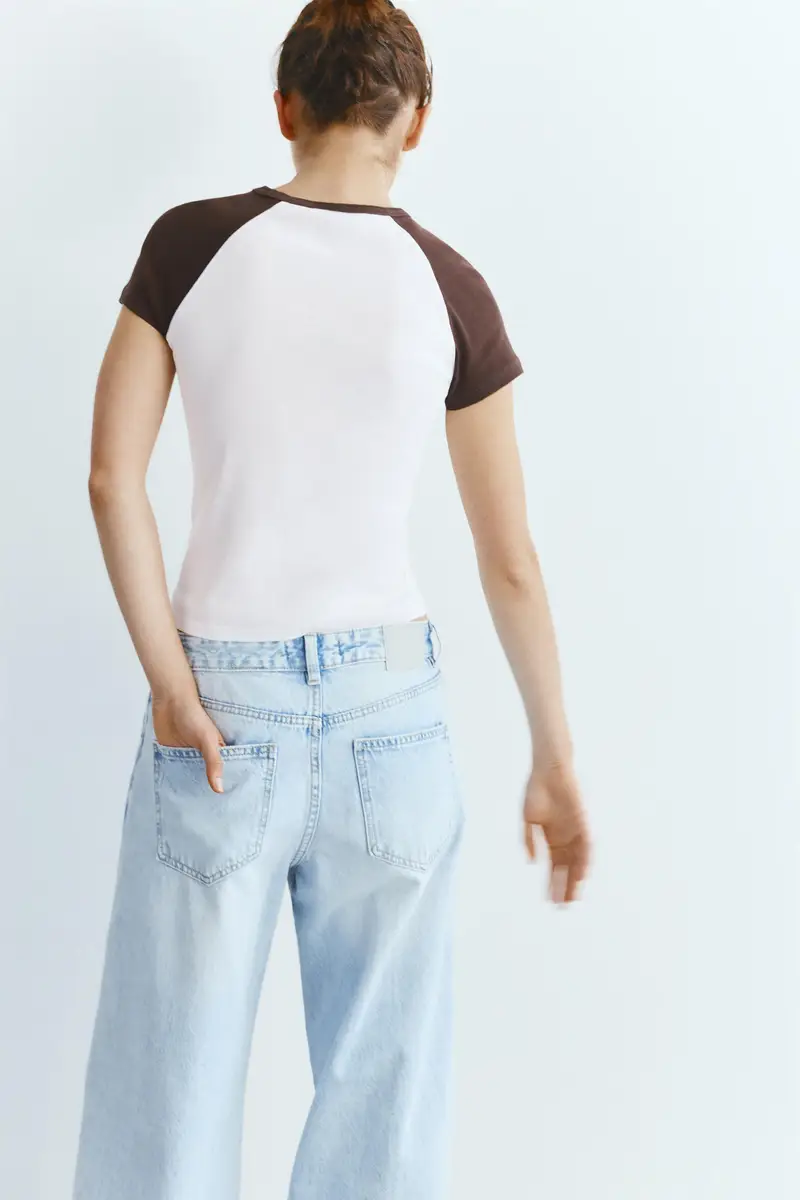 Maglietta Maniche Raglan Marrone miniatura 3