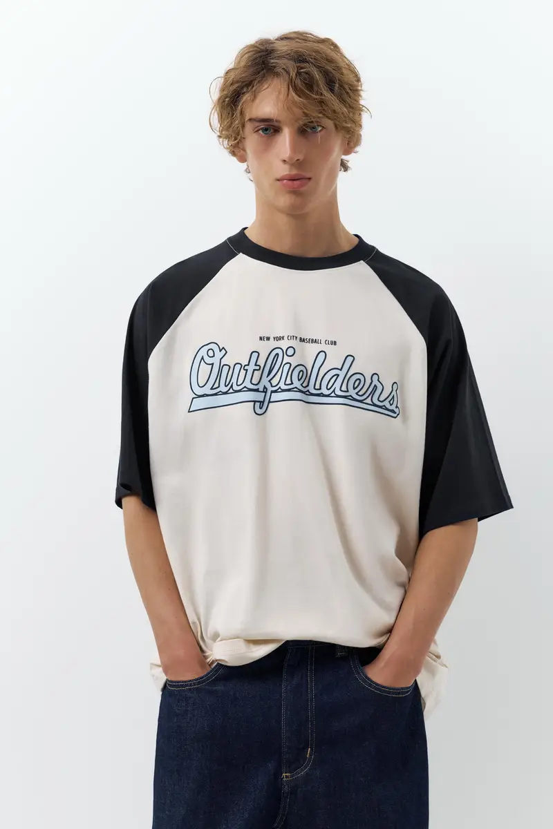 Maglietta Outfielders Maniche Corte Bianco rotto miniatura 2