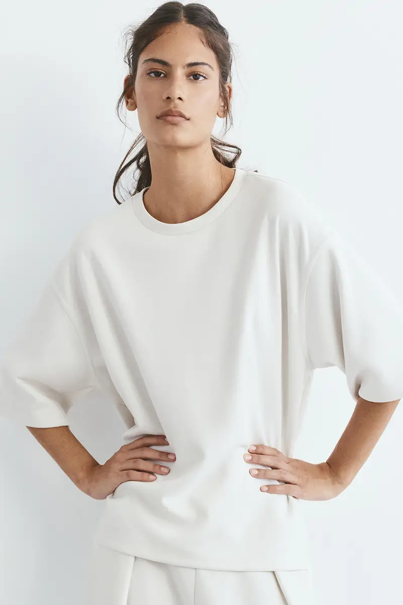 Maglietta Oversize A Maniche Corte Beige