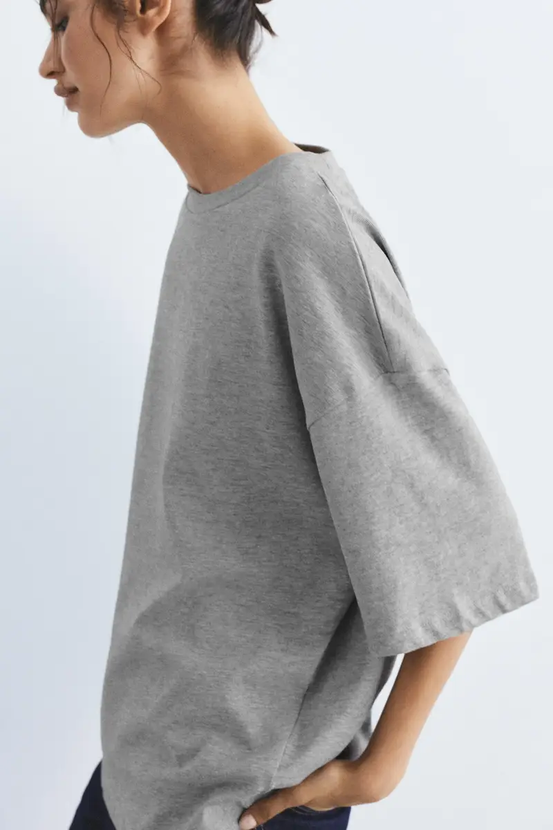 Maglietta Oversize A Maniche Corte Grigio vigoré miniatura 3