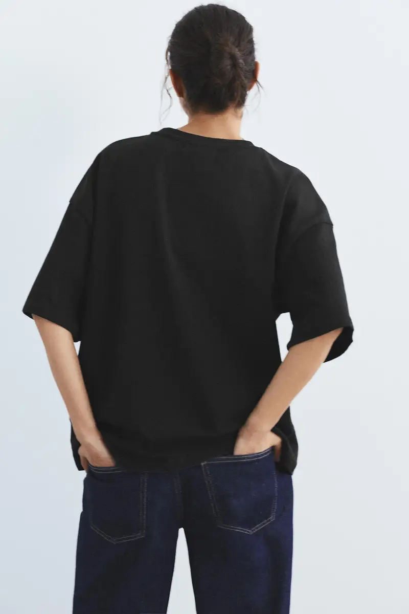 Maglietta Oversize A Maniche Corte Nero miniatura 3