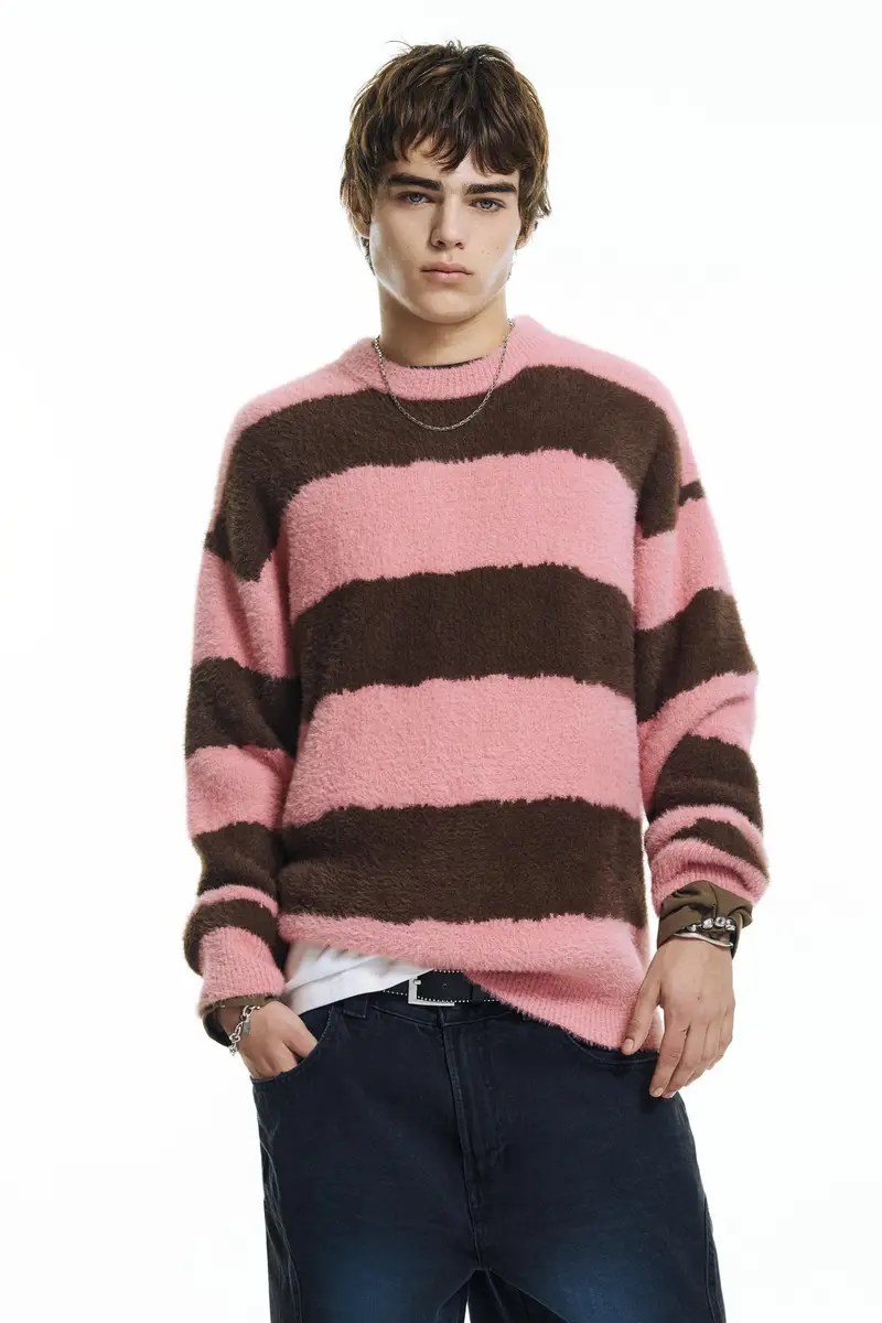 Maglione A Righe Rosa miniatura 2
