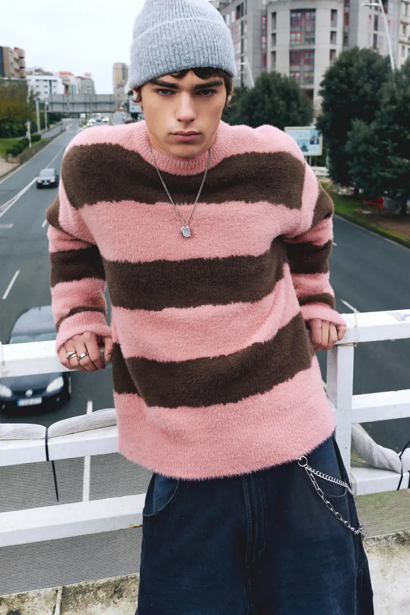 Maglione A Righe Rosa