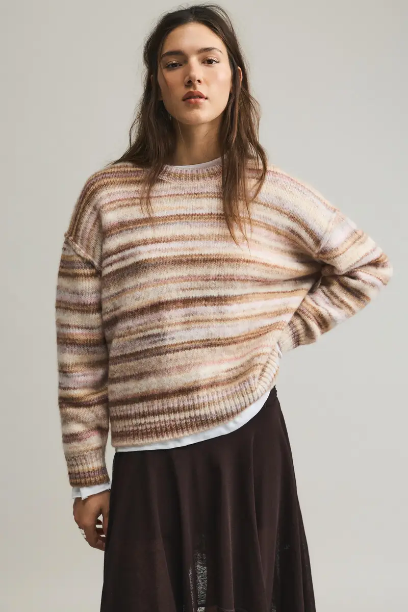 Maglione A Righe Sabbia miniatura 2