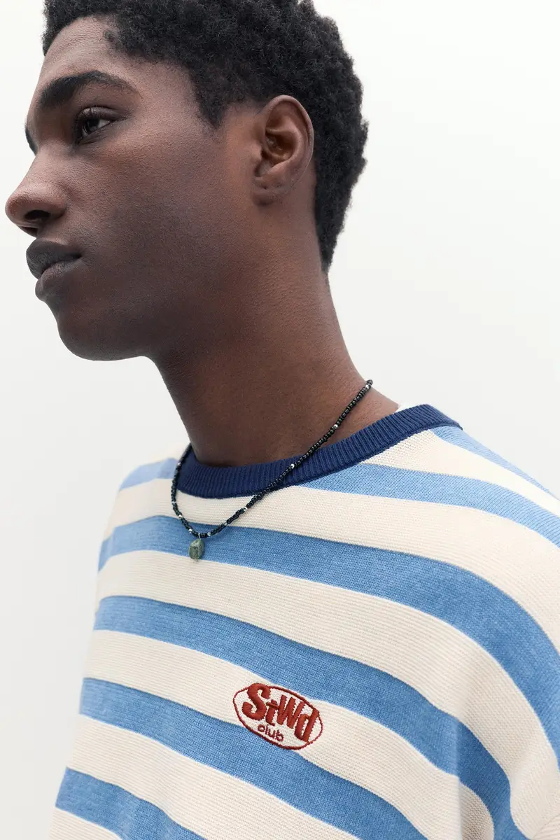 Maglione A Righe Stwd Azzurro miniatura 3